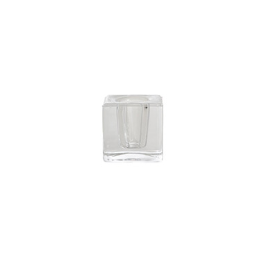 Glass Crystal Cube Dinner Candle Holder Clear (4x4cmH)