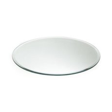 Round Mirror Candle Plate With Bevelled, Mirror Candle Plate 30cm