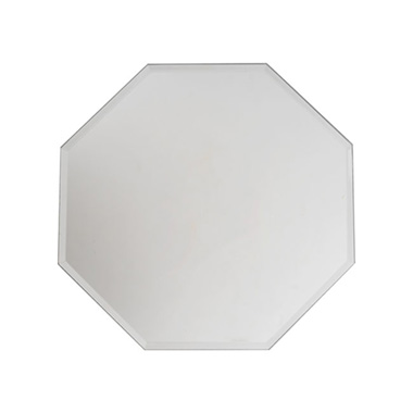 Candle Plates - Octagon Mirror Glass Bevelled Plate Pack 2 Silver (20cmD)