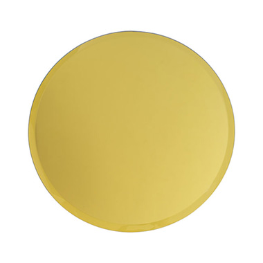 Candle Plates - Round Mirror Glass Bevelled Plate Pack 2 Gold (30.5cmD)