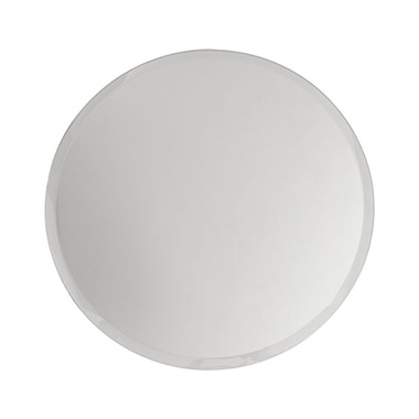Candle Plates - Round Mirror Glass Bevelled Plate Pack 2 Silver (30.5cmD)