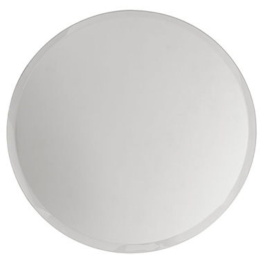 Candle Plates - Round Mirror Glass Bevelled Plate Pack 2 Silver (40cmD)