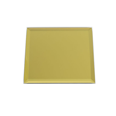Square Mirror Glass Bevelled Plate Pack 4 Gold (10x10cmH)