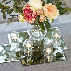 Rectangle Mirror Candle Plate with Bevelled Edge (30x20cm)