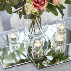 Rectangle Mirror Candle Plate with Bevelled Edge (30x15cm)