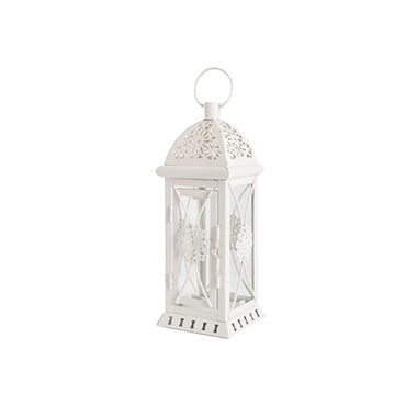 Candle Lanterns - Antique Wedding Lantern White (9.5x9.5x26cmH)