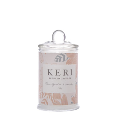 Scented Candle Jars & Containers - Scented Jar Candle Eden Rose Garden & Vanilla 90g (6x11cmH)