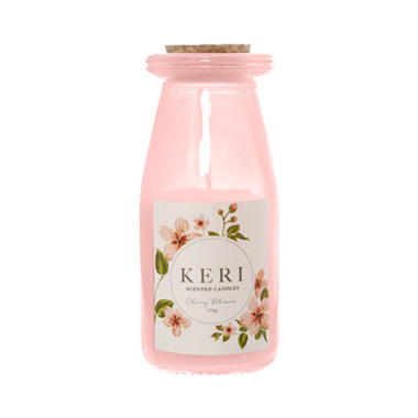Scented Candle Jars & Containers - Scented Milk Jar Candle Melody Cherry Blossom (6x12.5cmH)