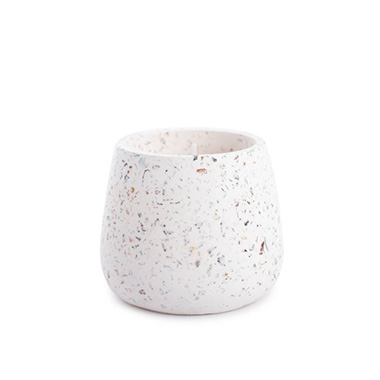 Scented Candle Jars & Containers - Scented Candle Terrazzo Vanilla White Medium 80g (9.4x8cmH)