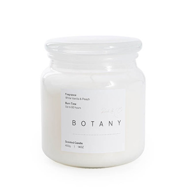 Scented Candle Botany Jar White Vanilla & Peach (10x11cmH)