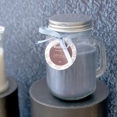 Scented Mason Jar Candle Dusty Blue White Gardenia (8x13cmH)