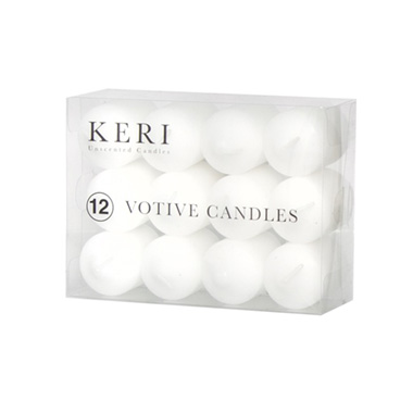 Votive Candles - Votive Candle 15 Hour Bulk Pack 12 White (3.7x5.5cmH)