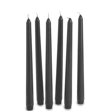 Dinner Candles - Taper Dinner Candle Pack 6 Black (2cm x 25cmH)