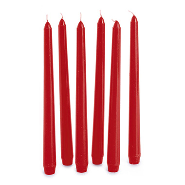 Dinner Candles - Taper Dinner Candle Red (25cmH) Pack 6