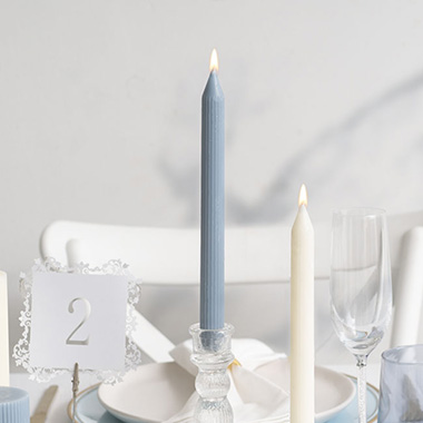 Dinner Candles - Roman Fluted Dinner Soy Candles Pack 2 French Blue (2x25cmH)