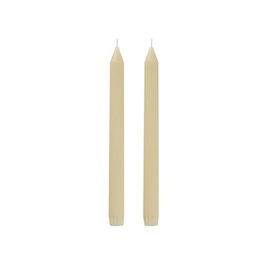 Dinner Candles - Roman Fluted Dinner Soy Candles Pack 2 Off White (2x25cmH)