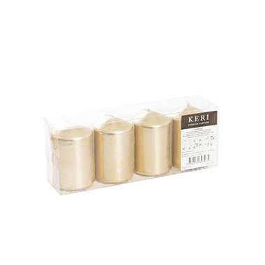 Pillar Candles - Dome Pillar Event Candle Gold 25 Hours (5x7.5cmH) Pack 4