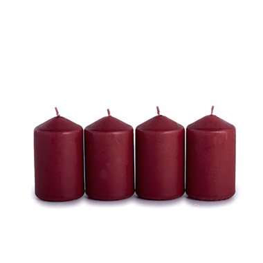Pillar Candles - Dome Pillar Candle Red 25 Hours (5x7.5cmH) Pack 4