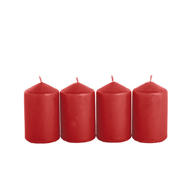 Pillar Candles - Dome Pillar Event Candle Red 25 Hours (5x7.5cmH) Pack 4
