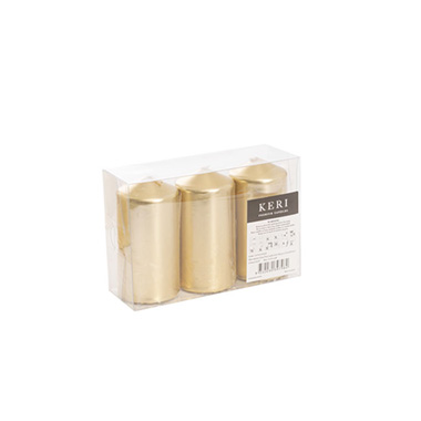 Pillar Candles - Dome Pillar Event Candle Gold 30 Hours (5x10cmH) Pack 3