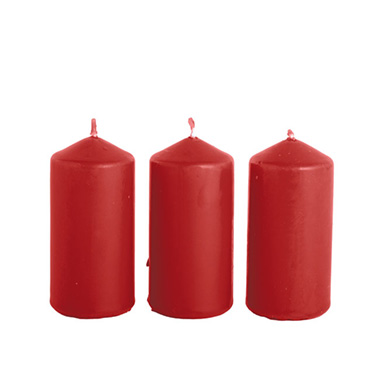 Pillar Candles - Dome Pillar Event Candle Red 30 Hours (5x10cmH) Pack 3