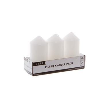 Pillar Candles - Dome Pillar Candle White 30 Hours (5x10cmH) Pack 3