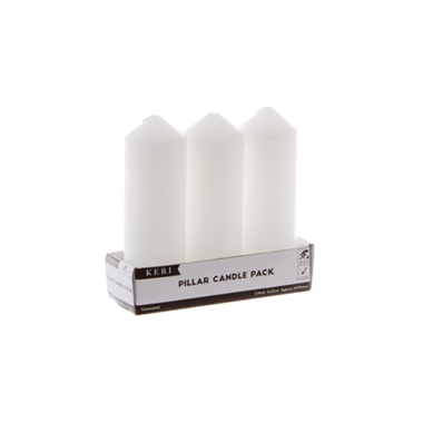 Pillar Candles - Dome Pillar Candle White 48 Hours (5x15cmH) Pack 3