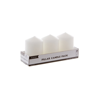 Pillar Candles - Dome Pillar Candle White 48 Hours (7x10cmH) Pack 3