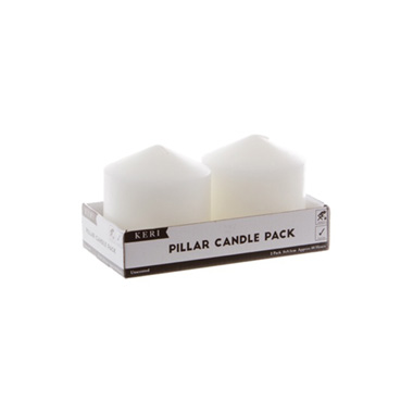 Pillar Candles - Dome Pillar Candle White 60 Hours (9x9.5cmH) Pack 2