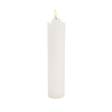 Wax LED Trueflame Flickering Pillar Candle White (7.5X25cmH)