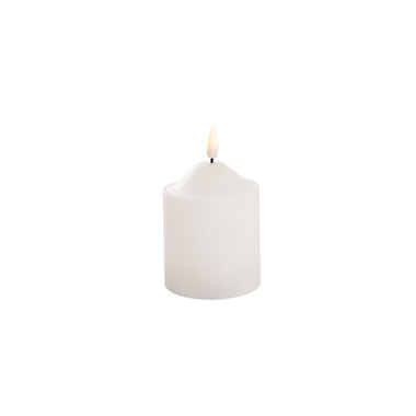  - Wax LED Trueflame Flickering Pillar Candle White (7.5X10cmH)