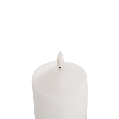 Wax LED Trueflame Flickering Pillar Candle White (7.5X10cmH)