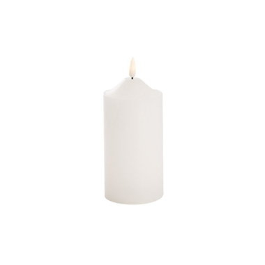  - Wax LED Trueflame Flickering Pillar Candle White (7.5X15cmH)