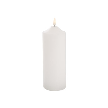 Wax LED Trueflame Flickering Pillar Candle White (7.5X20cmH)