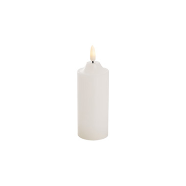  - Wax LED Trueflame Flickering Pillar Candle White (5DX12cmH)
