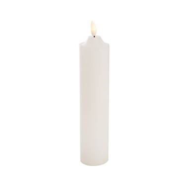 LED Pillar Candles - Wax LED Trueflame Flickering Pillar Candle White (5DX23cmH)