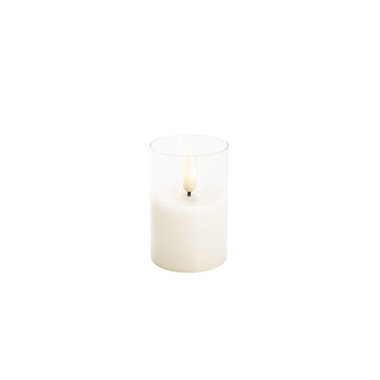 LED Pillar Candles - LED Glass Trueflame Flickering Votive Candle White (5x7.5cm)