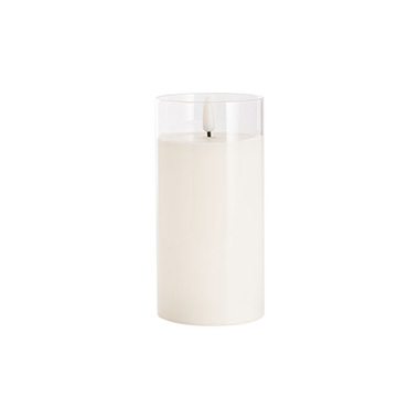 LED Glass Trueflame Flickering Event Pillar Candle 7.5x15cmH