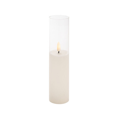 LED Pillar Candles - LED Glass Trueflame Flickering Event Pillar Candle 5x22.5cmH