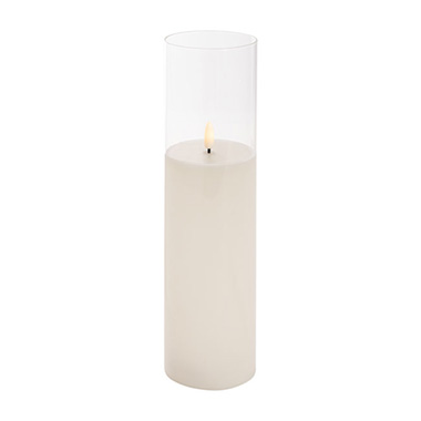 Gift Candle - LED Pillar Candles - LED Glass Trueflame Flickering Event Pillar Candle 7.5x30cmH