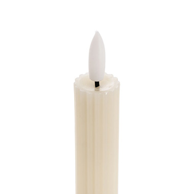 Wax LED Trueflame Fluted Taper Candle Ivory 2PK (2x24.5cmH)