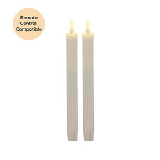 LED Dinner Candles - Wax LED Trueflame Fluted Taper Candle White 2PK (2x24.5cmH)