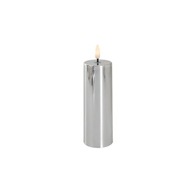Gift Candle - LED Pillar Candles - Event LED Trueflame Flickering Pillar Candle Chrome 5DX16cmH
