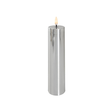 Gift Candle - LED Pillar Candles - Event LED Trueflame Flickering Pillar Candle Chrome 5DX21cmH