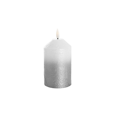 LED Pillar Candles - Event LED Pillar Candle Frosted Silver 7.5DX12.5cmH