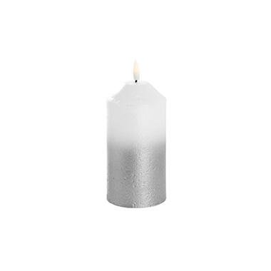 LED Pillar Candles - Event LED Pillar Candle Frosted Silver 7.5DX15cmH
