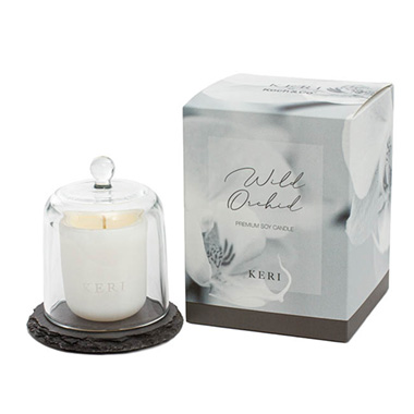 Soy Candle Slate Cloche Set Wild Orchid (11x14.5cmH)