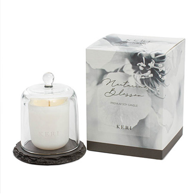 Keri Limited Soy Candles - Soy Candle Slate Cloche Set Nactarine Blossom 60g 11x14.5cmH