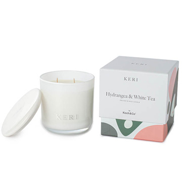 Keri Luxury Soy Candles - Hydrangea & White Tea Luxury Soy Candle Indulgence 390g