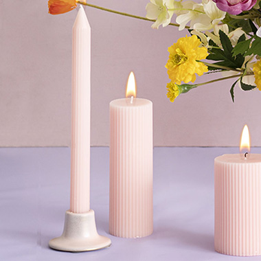 Pillar Candles - Roman Fluted Pillar Candle Pale Pink (5x15cmH)